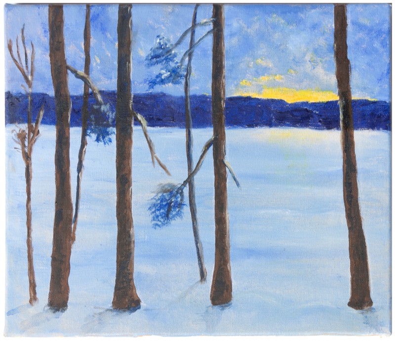 Auringonlasku talvella